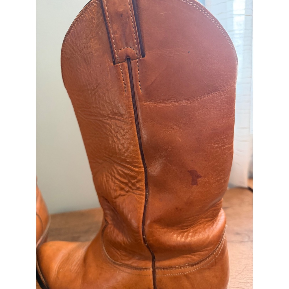 Justin Men's Size 9 EE #1106 Mulehide Tan Leather Cowboy Boots USA Made Vintage - Picture 11 of 15